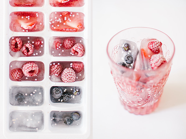 patriotic party drink ideas red white blueberry ice cubes